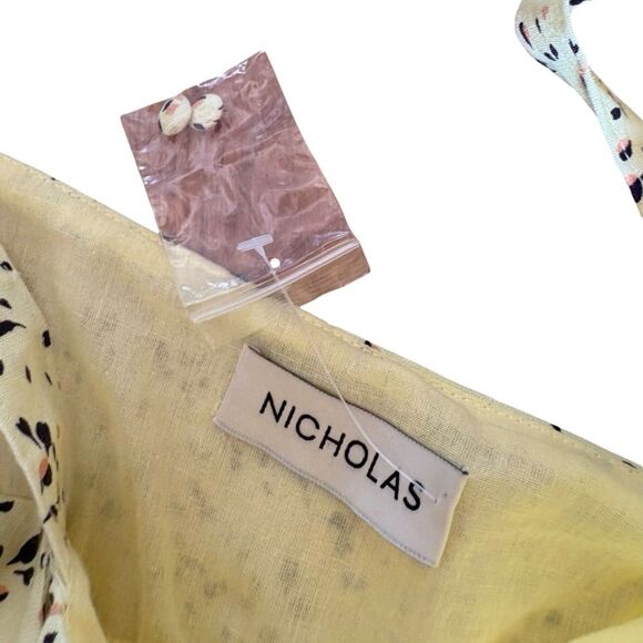 Nicholas NWT Wylda Linen Tie Strap Crop Top in Charlsbury Olympic - Picture 5 of 11